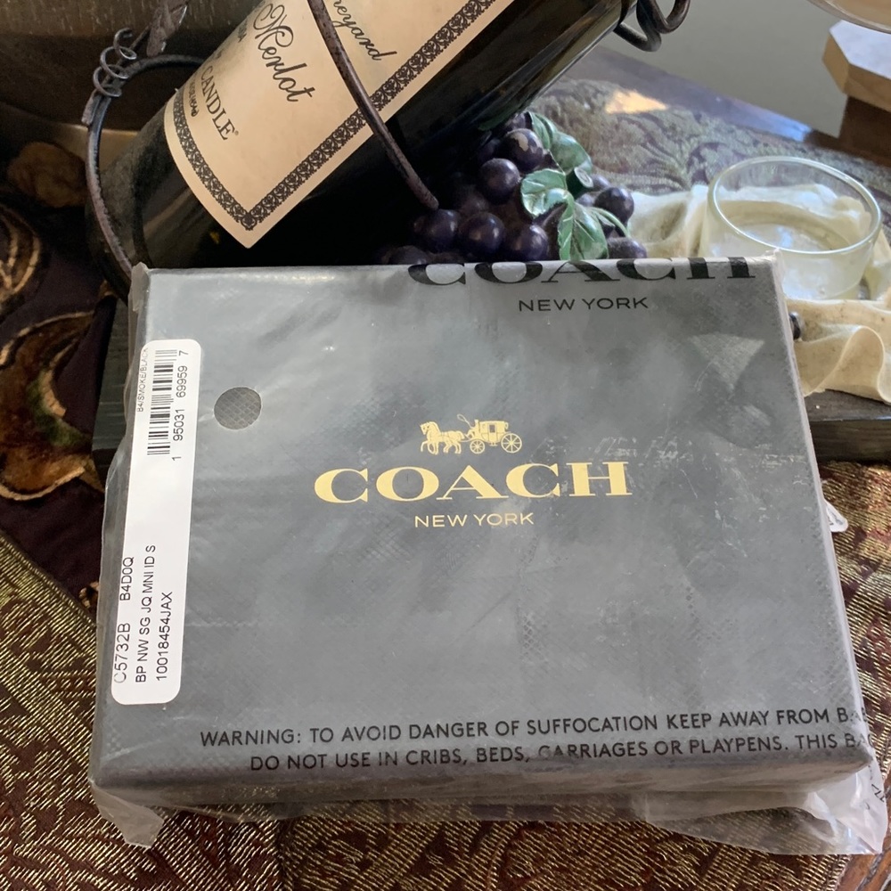 Authentic COACH 1941 leather/signature jacquard zip top card case/Keychain/ID - Picture 2 of 11